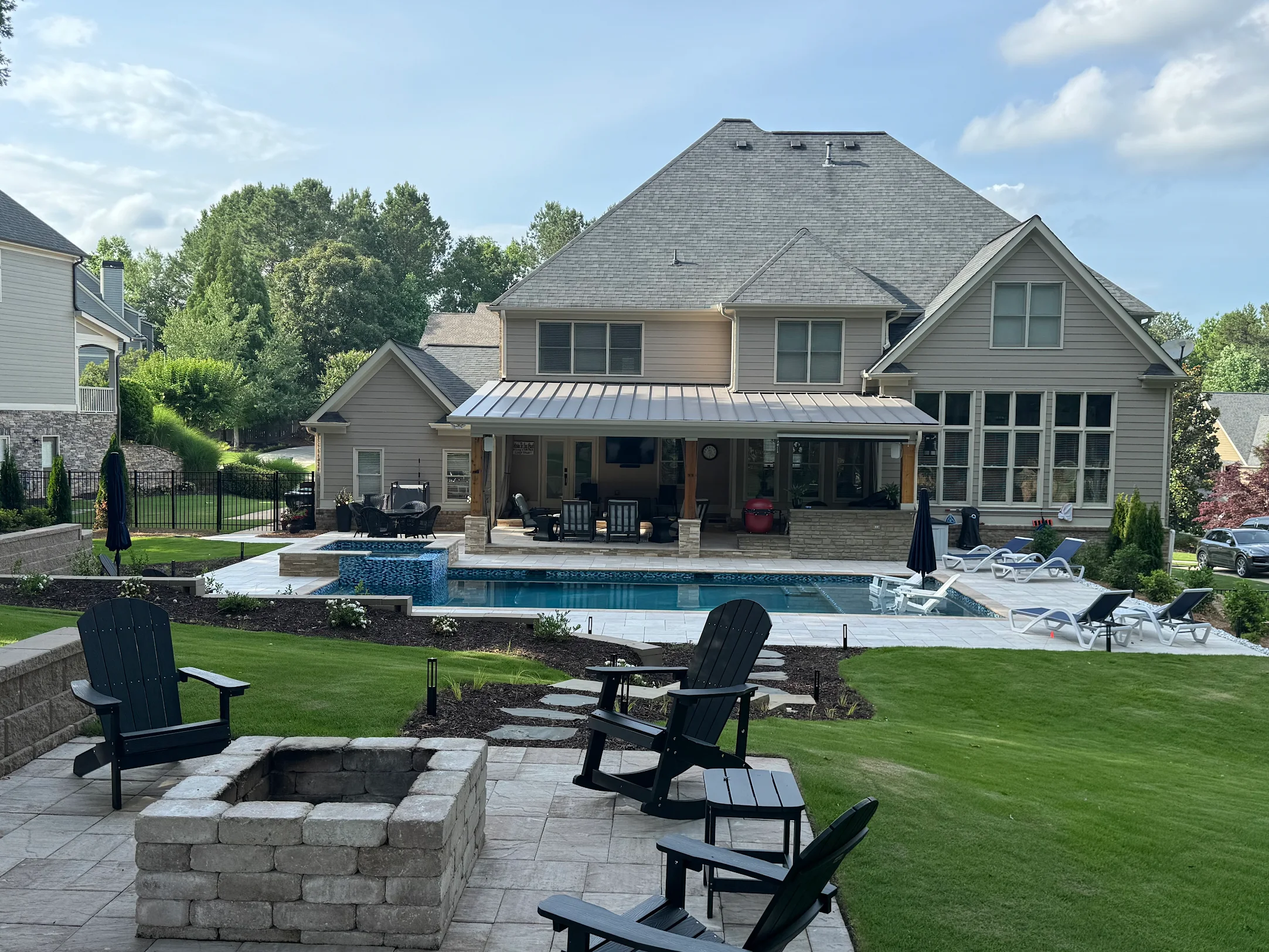 Acworth RutherfordMade pool with cabana, patio, retaining walls, and landscape